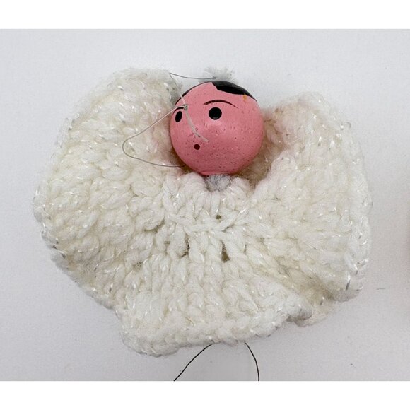 Handmade Crochet Angel Ornament Set Of 4 Vintage Christmas Yarn Decor - Picture 5 of 9